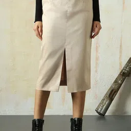 High Star Women Straight Midi Front Slit Skirt-image-12