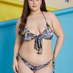 Curves By ZeroKaata Pack Of 2 Printed Plus Size Halter Neck Swim Bikini Set-picture-22