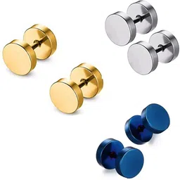 shobhram Set Of 3 Stainless Steel Circular Studs-5
