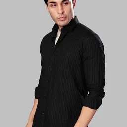 UR ETHICS Men Blue Cotton Striped Printed Slim Fit Formal Shirt-picture-36
