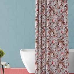 ArtzFolio Grey & Red Printed Waterproof Shower Curtain-12