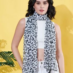 ANVI Be Yourself Women Printed Chiffon Tasseled Scarf-37