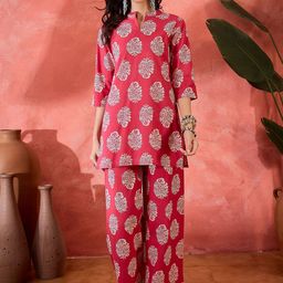Sangria Printed Pure Cotton Tunic & Trousers Co-Ords-image-96