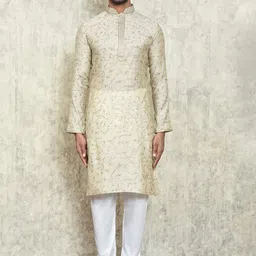 Arihant Rai Sinha Men Abstract Printed Thread Work Kurta with Pyjamas-picture-6