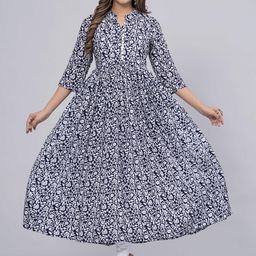 Sanganeri Kurti Women Geometric Printed Thread Work Kurta-29