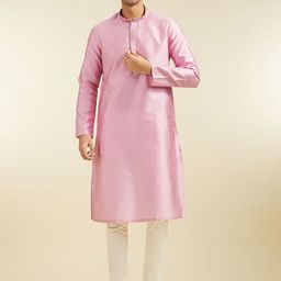 Diwas by Manyavar Mandarin Collar Art Silk Jacquard Straight Kurta With Pyjamas-picture-12
