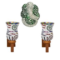 Somil Indore Mosaic Decorative Lamp Combo of Matching Wall Lamp & Blessing God Ganesh Wall Lamp, Multi Compatible with LED, Size: 13 X 13 X 27 Cm, Pack of 3.-image-83