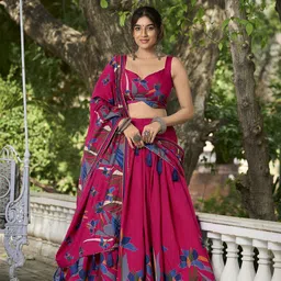 JULEE Printed Ready to Wear Art Silk Lehenga & Unstitched Blouse With Dupatta-picture-45