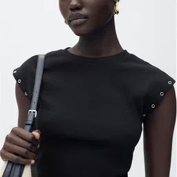 MANGO Women Rivet Detail T-shirt-image-100