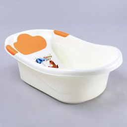 Medium Size Baby Bath Tub With In-built Bather (Print May Vary) - White Orange-image-48