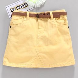 Memory Life Adjustable Elasticated Skirt With Belt - Light Yellow-image-52