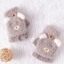 Babyhug Woollen Gloves Bear Design - Grey-image-14