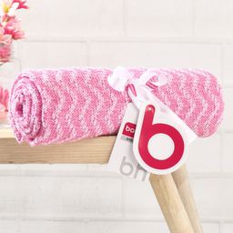 Babyhug Premium Knitted Cotton All Season Chevron Blanket - Pink-image-23