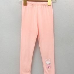 Kookie Kids Full Length Leggings Bunny Embroidered Print - Pink-picture-17