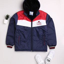 TOONYPORT Full Sleeves Color Blocked Hooded Jacket - Blue-image-32
