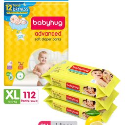 Babyhug Advanced Pant Style Diapers Extra Large Monthly Box Pack - 112 Pieces & Babyhug Premium Baby Lemon Wipes - 72 Pieces (Pack of 3)-picture-21