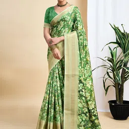all about you Floral Zari Silk Blend Tussar Saree-53