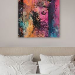 Myntra Elegant Homes Pink & Blue 1 Piece Canvas Abstract Wall Paintings-image-74