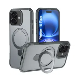Luxury Kase Solid iPhone 16 Plus 360 Rotating Kickstand Mag-Safe Rugged Armor Back Case-4