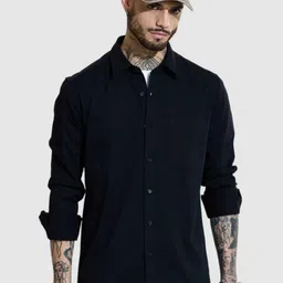 Snitch Men Smart Slim Fit Spread Collar Solid Cotton Casual Shirt-picture-41