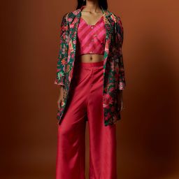 Mystake By Meghna Shah Embroidered Cropped Top With Palazzo AndJacket-picture-4