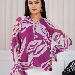 Mast & Harbour Women Abstract Print Puff Sleeves Top-image-47