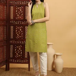 Anouk Rustic Women Geometric Printed Keyhole Neck Summer Sheers Kurta-image-66