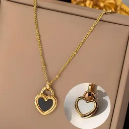 KARISHMA KREATIONS Gold-Plated CZ Studded Heart Shaped Pendants with Chains-picture-47