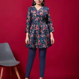 BANJANAN Floral Printed Pleated A-Line Top-image-10