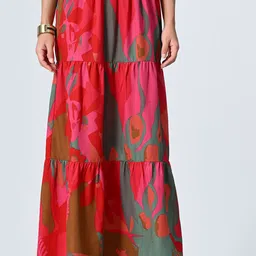BAESD Printed Tiered Maxi Skirt-image-55