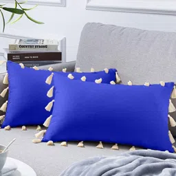 Cottonfry Blue & White 2 Pieces Velvet Rectangle Cushion Covers-picture-20