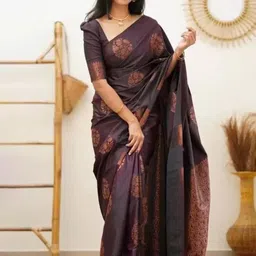 Moda Rapido Floral Woven Design Zari Pure Silk Banarasi Saree-image-76