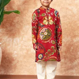 Readiprint Fashions Boys Ethnic Motifs Printed Pure Cotton Straight Kurta With Pyjama-14