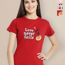 Metronaut Women Typography 3 Printed Applique T-shirt-image-37