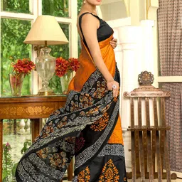 KALINI Bagh Silk Blend Designer Block Print Saree image 3