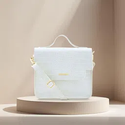 Fastrack Textured Structured Satchel with Bow Detail-7