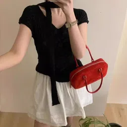 KPOP Women Striped V-Neck Short Sleeves Top-image-98