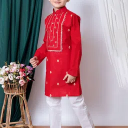 NFC CREATION Boys Ethnic Motifs Embroidered Regular Kurta with Pyjamas image 5