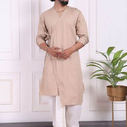 MIDAV Men Thread Work Belted Detail Pakistani Style Kurta-image-86