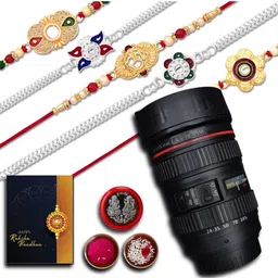 DeoDap Rakhi Pooja Thali Roli Chawal Coin & Greeting Card Rakhi Gift Set-image-13