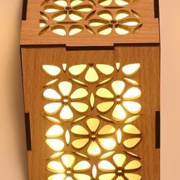 SOMIL Cream Floral Design Wood Triangle Shaped Wall Lamp-image-74