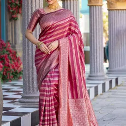 SWEETPEL Ethnic Motifs Woven Design Zari Banarasi Saree-picture-16