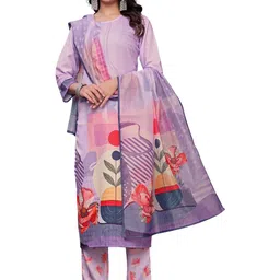 PARVOTSAV Violet Cotton Blend Kurta Sets-image-76