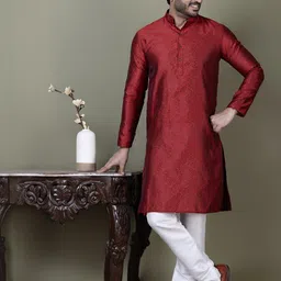 PulseIQ Men Jacquard Straight Kurtas-image-61