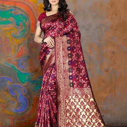 F FASHION Woven Design Zari Pure Silk Banarasi Saree-image-80