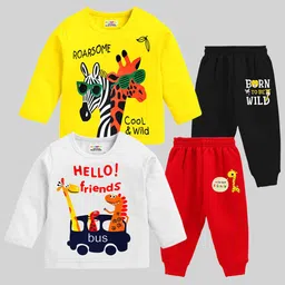 KUCHIPOO Boys Pack Of 2 Printed Round Neck Sweatshirts With Joggers-picture-11
