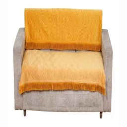 Fashion Throw Yellow 2 Pieces Self Design 3 Seater Velvet Sofa Covers-image-46