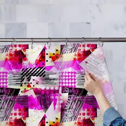 ArtzFolio Pink & White Abstract Printed Waterproof Polyester Shower Curtain image 2
