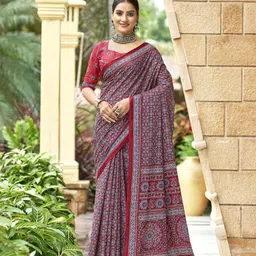 Chandbaali Ajrak Printed Pure Cotton Bagru Saree-9