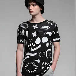 Jack & Jones Men Abstract Printed Round Neck Cotton T-shirt-image-58